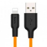 Micro USB HOCO Plus Silicon X21m , черный с оранжевым * Дата-кабель USB