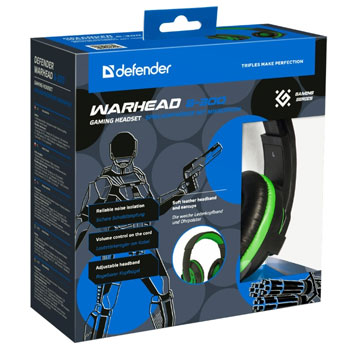 Гарнитура DEFENDER G-300 Warhead черно-зеленая * Гарнитура игровая с микрофоном