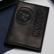 Обложка для паспорта "Латинские буквы" натур.кожа, черная, 1220479 * Обложка