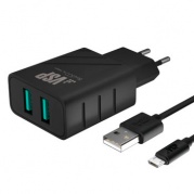 USB 2 2400 mA+USB-micro (37263) черный * Комплект СЗУ BoraSCO+кабель
