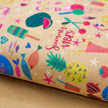 Бумага упаковочная "Summer vibes" крафтовая 50×70см 2498464 * Бумага