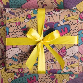 Бумага упаковочная "Векторные узоры" крафтовая 50×70см 2887043 * Бумага