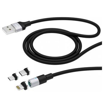 Apple 8-pin micro USB 3 в 1 магнитный (72282) * Дата-кабель USB Deppa