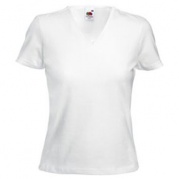 Белая футболка lady, размер 44 (S) (V-ворот) * Футболка