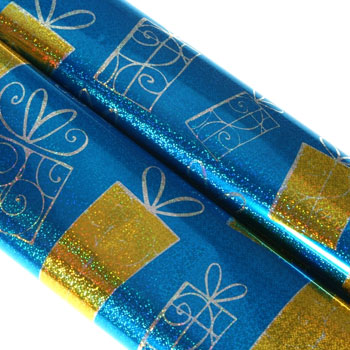 Лист упаковочный, 70х100см, голография, "Подарок" голубой 802343 Лист упаковочный, 70х100см, голография, "Подарок" голубой 802343