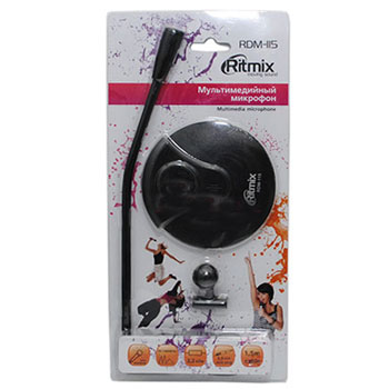Микрофон Ritmix RDM-115 Black, подставка * Микрофон