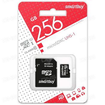 MICRO SDXC (Trans Flash) 256Gb Smart Buy (class 10) +адаптер * Карта памяти