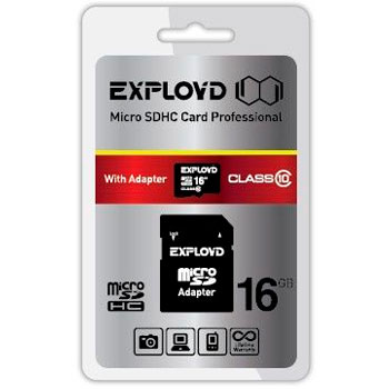 MICRO SDHC (Trans Flash) 16Gb Exployd Class (class 10)+адаптер * Карта памяти