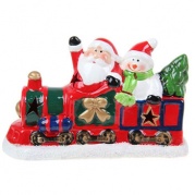Сувенир "Дед Мороз и Снеговик на паровозике", 10 см, керамика, 1058356 * Сувенир