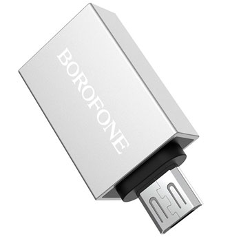 Переходник micro USB Borofone BV2 серебро * Переходник