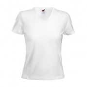 Белая футболка lady, размер 50 (XL) (V-ворот) * Футболка