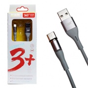 USB-Type-C 1,0м MRM 360 магнитный, силиконовый, серый * Дата-кабель  