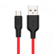 Micro USB HOCO X21m Plus Silicon черный с красным * Дата-кабель