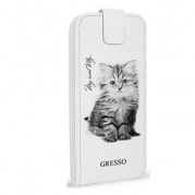 Чехол-книжка универс. Gresso Пушистики-котенок верт, 4,5-4,8", белый * Чехол