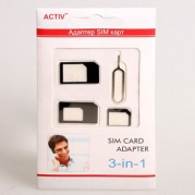 Адаптер NanoSIM/MicroSIM/MiniSIM 3в1 черный 29804 * Адаптер Activ