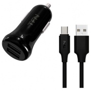 АЗУ USB 2 2400 mA+кабель USB-micro черное  * АЗУ TFN